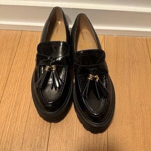 Sam Edelman Black Patent Platform Tassel Loafers